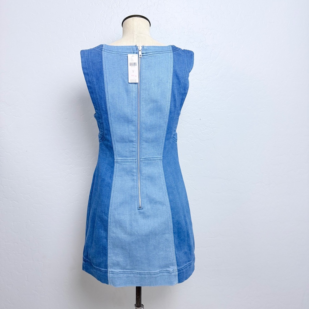Pilcro Two-Tone Blue Denim Mini Dress - Picture 2 of 9